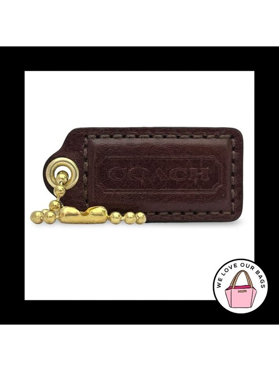 Coach Accessories - COACH HANG TAG 2" Chocolate Brown Leather Brass Bag Charm Keychain Fob Medium